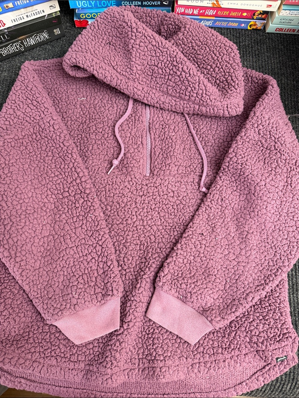 PINK Victoria's Secret Plush Sherpa Hoodie in Mauve Pink